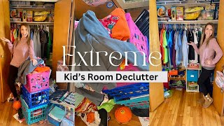 New Extreme Declutter Kid’s Messy Room  3 Basket Method [upl. by Ainigriv958]