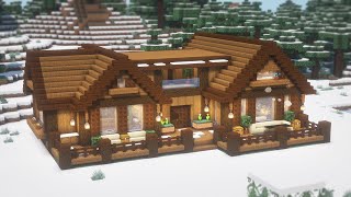 Minecraft How To Build a Large Winter Log House Tutorial7  마인크래프트 건축 통나무 집 짓기 인테리어 [upl. by Odidnac]