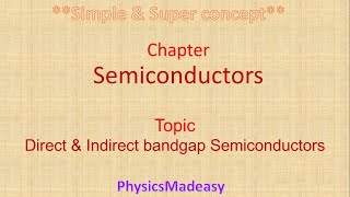 Intrinsic semiconductor  Direct band gap semiconductor  Indirect band gap semiconductor [upl. by Repard]