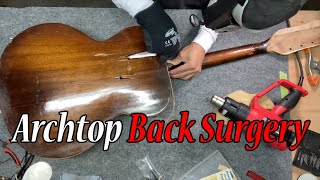 SS Stewart Archtop Gets Back Surgery Restoration part 3 [upl. by Adnim]