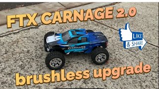 BRUSHLESS UPGRADE FTX CARNAGE 20 its FAST 3500kv 3650 3S [upl. by Eaner400]