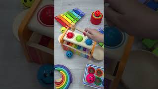 Wooden toy mallet 🔨 Balls and Xylophone relaxing dominomarble asmr [upl. by Aleahs]