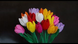 How to make beautiful paper tulip flowers  DIY Mothers day craft [upl. by Erdnaed]