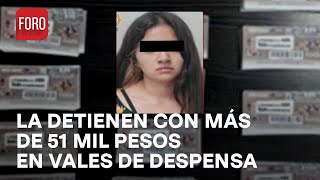 Detienen a mujer con más de 51 mil pesos en vales de despensa en la Ciudad de México  Las Noticias [upl. by Eniger]