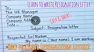 How to write Resignation letter  Resignation letter sample  Learn to write resignation letter [upl. by Alexandria295]