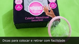 Coletor Menstrual Descartável Prudence Softcup Coloque e retire com facilidade [upl. by Bainter]