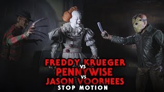 Freddy Krueger Vs Pennywise Vs Jason Voorhees Stop Motion [upl. by Annoirb]