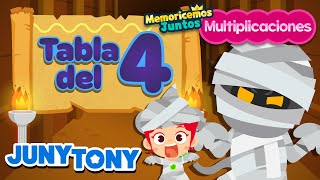 Canción de la Tabla del 4 con Momia  Multiplicaciones  Matemática  JunyTony en español [upl. by Neelyaj]