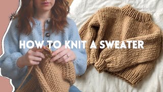 How To Knit a Chunky Sweater  Beginner Friendly Step by Step DIY Tutorial [upl. by Jozef414]