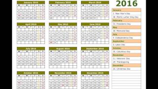 2016 calendar [upl. by Giulio]