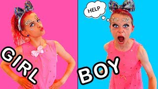 MAKE UP TWIN TELEPATHY BOY VS GIRL Sibling Challenge By The Norris Nuts [upl. by Rocker]