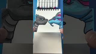 Godzilla vs Tiamat Folding Surprise artlandhowtodraw howtodraw shorts godzilla [upl. by Simonsen]