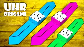 ⏱ Uhr basteln Orgami Armbanduhr aus Papier falten  paper wrist watch DIY craft 4K [upl. by Trudie]