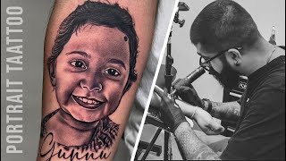 PORTRAIT TATTOO OF MY CLIENTS DAUGHTER  Tattoo Tutorial amp Vlog by tattoosbyabhishek [upl. by Martynne]