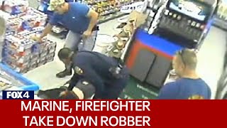 Mansfield Marine and firefighter takes down armed robber [upl. by Ahcorb]