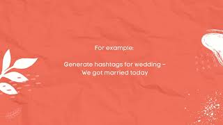 Free AI Wedding Hashtag Generator [upl. by Buseck]