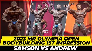 2023 Mr Olympia open bodybuilding prejudging 1st impressions of Samson Dauda amp Andrew Jacked [upl. by Ostler]