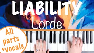 How to play LIABILITY  Lorde  Piano Part Tutorial Accompaniment with Singing [upl. by Coad]