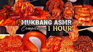 Mukbang ASMR 1 Hour Eating Spicy Enoki Mushrooms  Giant Octopus  Spicy Tteokbokki  Yosii ASMR [upl. by Elicul]