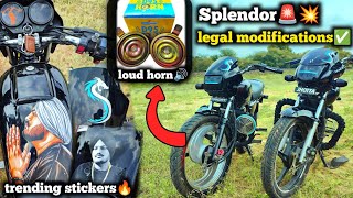 💀Splendor Modified🔥 Minda D95 Horn😳 Install In Hf Deluxe ❤Sidhu Moose Wala Sticker✅  Legal Horn💥📈 [upl. by Pedaias]