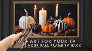 2 Hour TV Art Screensaver 4K Frame TV Hack Vintage Moody Fall Pumpkins Autumn Decor No Sound [upl. by Dric339]