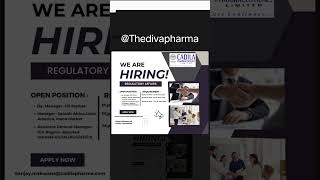 Cadila Pharma Hiring For Regulatory Affairs Dept [upl. by Greabe464]