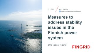 Webinar Measures to Address Stability Issues in Fingrid [upl. by Odnaloy]