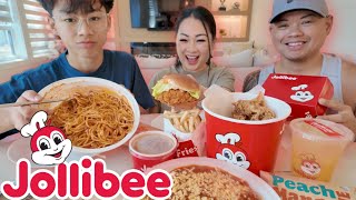 Jollibee FAMILY Feast Hawaii Recap Chicken Joy Burger with Family Size Spaghetti  NE Lets Eat [upl. by Nnaillek]