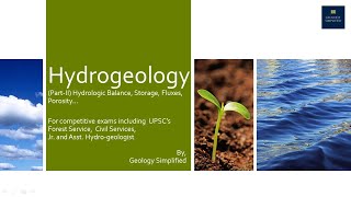 Hydrogeology Part IIHydrologic balance Storage Fluxes Porosityfor Geology optional GSI CGWB [upl. by Normand]