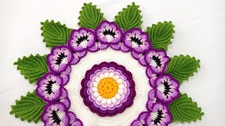 Como tejer las HOJAS para las flores pensamiento a crochet tipo tapete  FLOR N° 51 [upl. by Holey997]