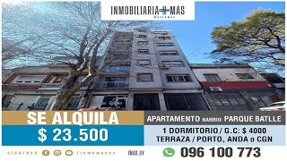 En Alquiler Apartamento 1 Dormitorio  Terraza  Parque Batlle [upl. by Atiuqrehs]