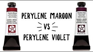 Daniel Smith Color Showdown Ep 5 Perylene Maroon amp Perylene Violet  Watercolors Comparison [upl. by Akemak]