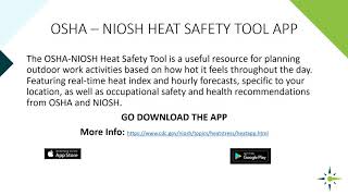 TOOLBOX TALK TUESDAY 7  NIOSH HEAT SAFETY TOOL APP [upl. by Asilrahc963]