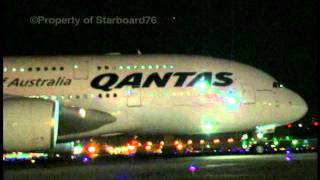 Qantas A380842 VHOQD at LAX for a late night departure [upl. by Chev510]