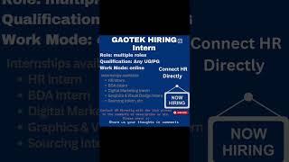 GaoTek Hiring Intern internship hiring freetraining [upl. by Mather]