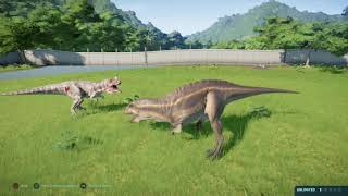 Acrocanthosaurus vs Ceratosaurus Jurassic World Evolution [upl. by Cull379]