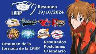 LVBP 202425 Resumen de la Jornada 19102024 Resultados Posiciones y Calendario [upl. by Firestone]