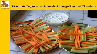 Bâtonnets légumes avec leur sauce de fromage blanc et ciboulette recette rapide et facile HD [upl. by Ahsatin]