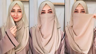 Ramadan 2024 Full Coverage Niqab Style  GeorgetteChiffon Hijab Tutorial⭐️ [upl. by Adiahs]