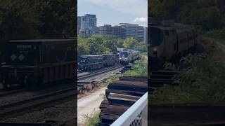 Amtrak Northeast regional Passing a CSX Intermodal [upl. by Miarzim]