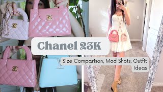 Chanel 23K Nano Kelly Bag Size Comparison w LV Capucines mini Mod Shots Outfit Ideas [upl. by Ahsieka]