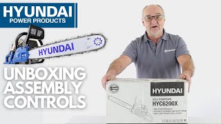 20quot 62cc Hyundai Chainsaw Unboxing and Assembly Guide  The Hyundai HYC6200X [upl. by Streetman]