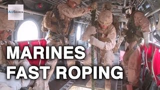 Marines Fast Roping From CH46 Sea Knight Helicopters [upl. by Vaientina]