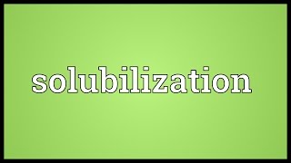 Solubilization Meaning [upl. by Ikilisav]