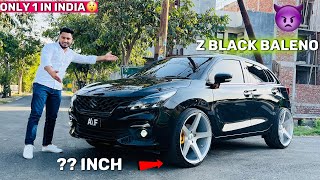 BLACK Baleno ❤️😱इस Car का तो रुतबा ही अलग हे🔥 Z BLACK Baleno Zeta Cng Modified 18inch Alloy Wheels [upl. by Aicilra648]