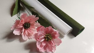 Scabiosa Flower Making  Crepe Paper Flower Making DIY [upl. by Ahlgren]