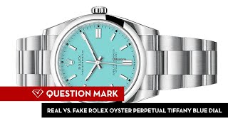 Real Vs Fake Aftermarket Rolex Oyster Perpetual Tiffany Blue Dial [upl. by Henderson]