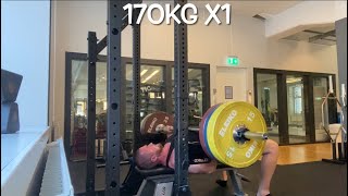 Benchpress 170kg x1 Road to 200kg [upl. by Aserat348]