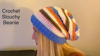 Crochet Slouchy Beanie  Crochet for Beginners  Easy Crochet Tutorial [upl. by Crowns338]