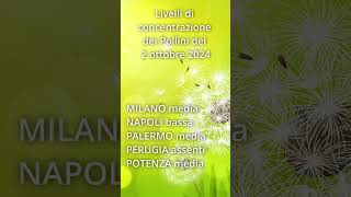 2 ottobre 24 Livelli di concentrazione dei pollini previsti in Italia Short [upl. by Francesco62]